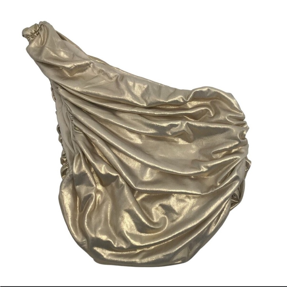 NWOT DO+BE gold ruched one shoulder crop top